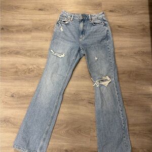 Dynamite Light Blue Straight Leg Distressed Jeans